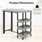 Mix Grey PE Rattan Bar Table with Tempered Glass Top and 3-Tier Shelves for Outdoor Patio